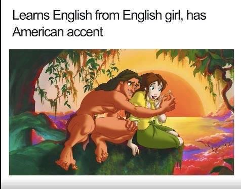 memes about cartoon logic - Learns English from English girl, has American accent
