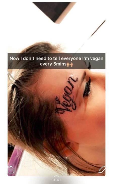 funny vegan tattoo - Now I don't need to tell everyone I'm vegan every 5mins Vegan Chat