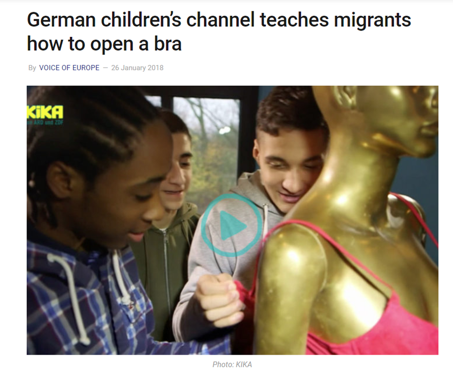 German children's channel teaches migrants how to open a bra By Voice Of Europe Kika Photo Kika