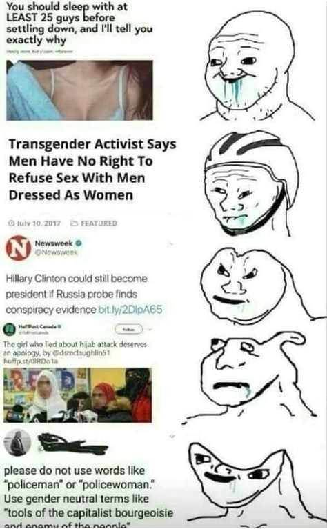 brainlet meme - You should sleep with at Least 25 guys before settling down, and I'll tell you exactly why Transgender Activist Says Men Have No Right To Refuse Sex With Men Dressed As Women fulv 10. 2017 Featured Newsweek Newsweek Hillary Clinton could s
