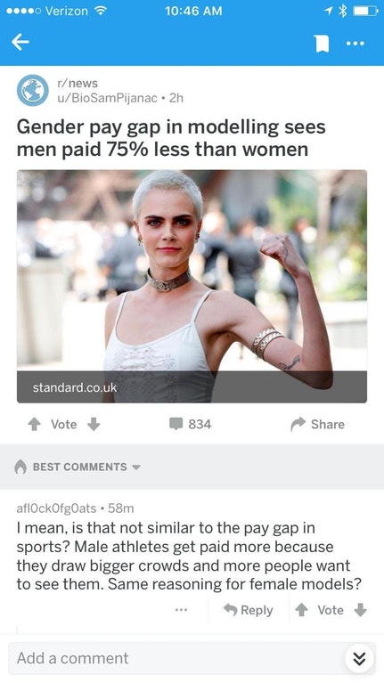 cara delevingne genderfluid - .... Verizon rnews uBioSamPijanac. 2n Gender pay gap in modelling sees men paid 75% less than women standard.co.uk Vote 834 Best aflockOfgOats. 58m I mean, is that not similar to the pay gap in sports? Male athletes get paid 