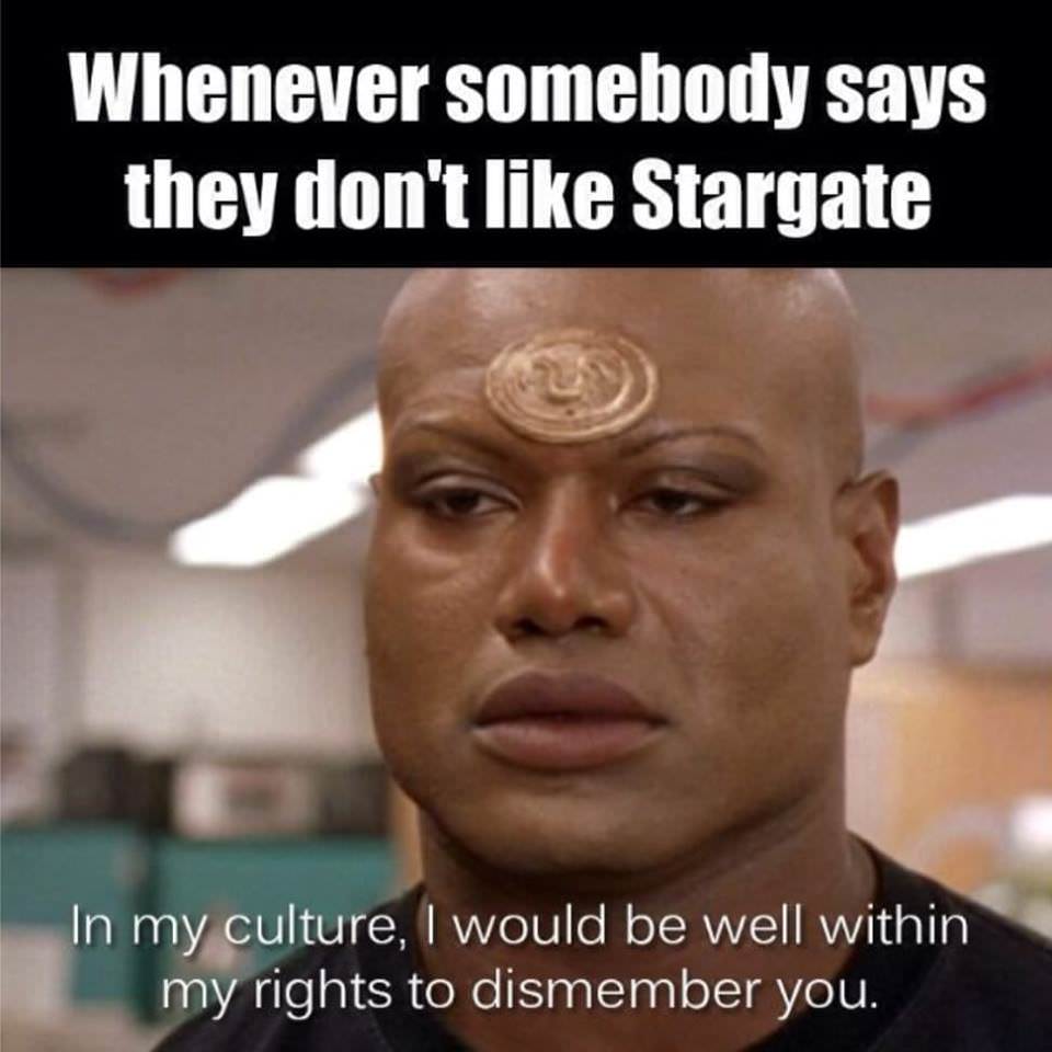 mayonnaise meme - Whenever somebody says they don't Stargate In my culture, I would be well within my rights to dismember you.