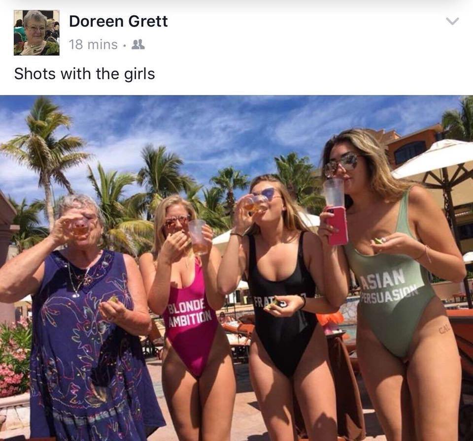 grandma taking shots with the girls - Doreen Grett 18 mins. 24 Shots with the girls Asian Persuasid Onde Ambition