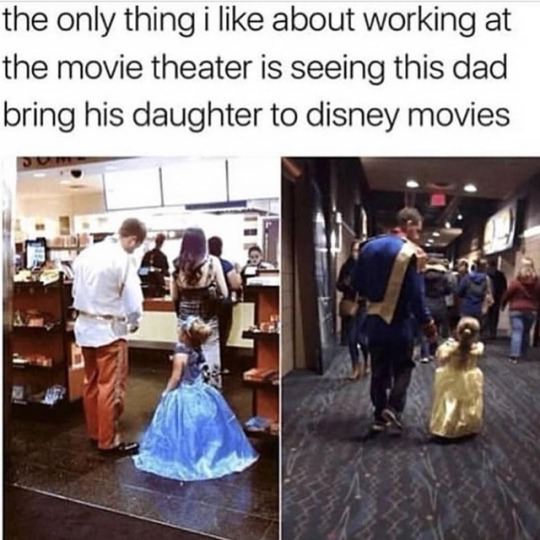 dad and daughter dress up movies - the only thing i about working at the movie theater is seeing this dad bring his daughter to disney movies