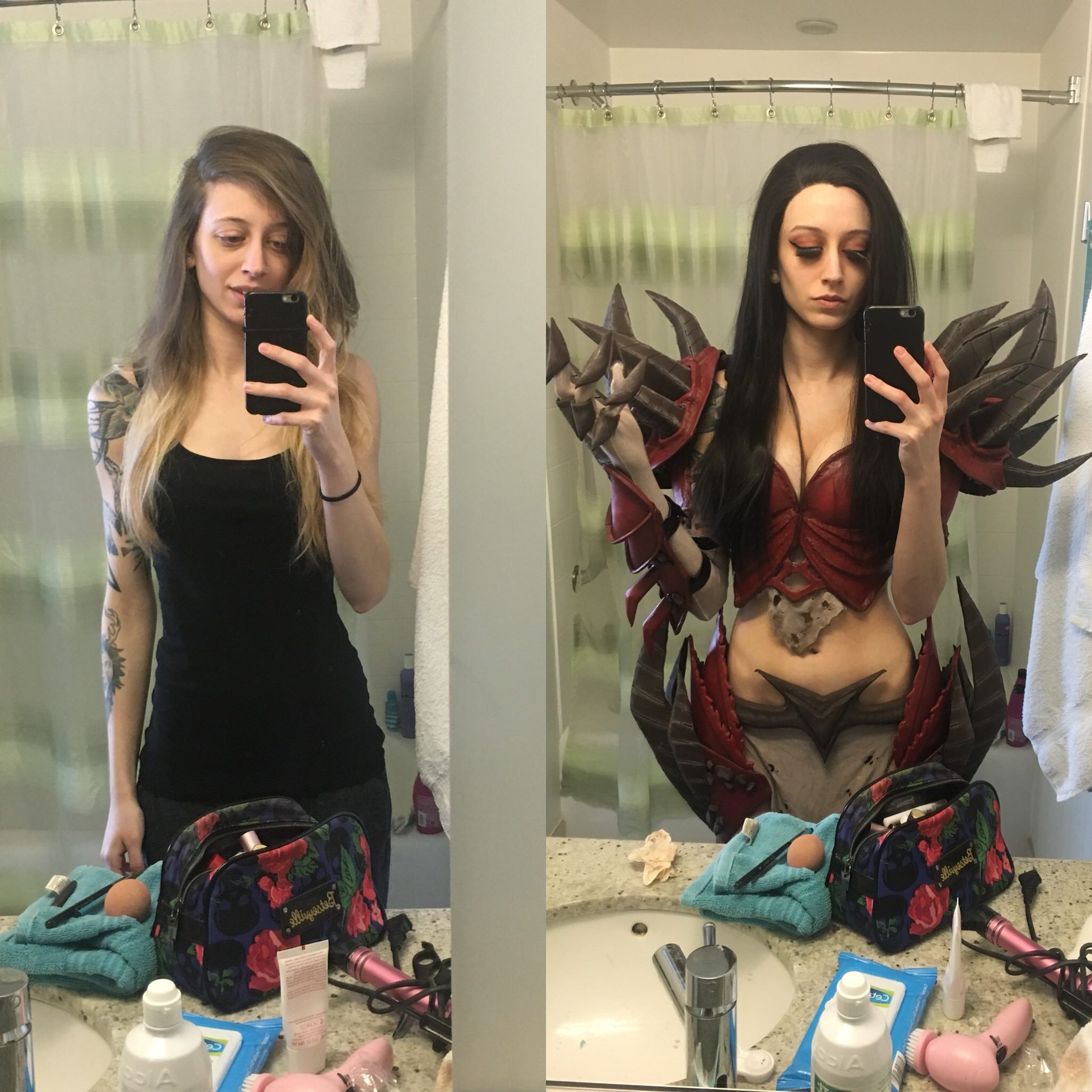 diablo cosplay before and after - ' ' ;