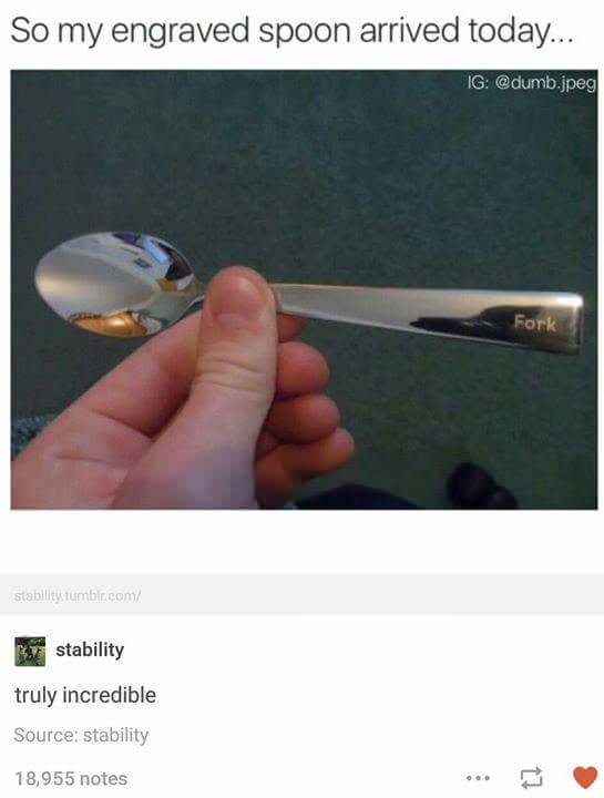 engraved spoon fork - So my engraved spoon arrived today... Ig .jpeg Fork stability.tumblr.com stability truly incredible Source stability 18,955 notes