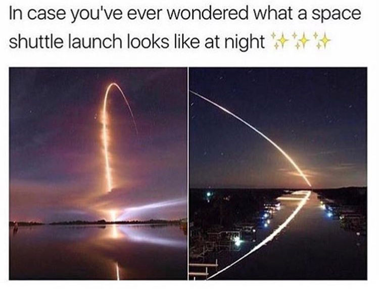 space shuttle launch - In case you've ever wondered what a space shuttle launch looks at night