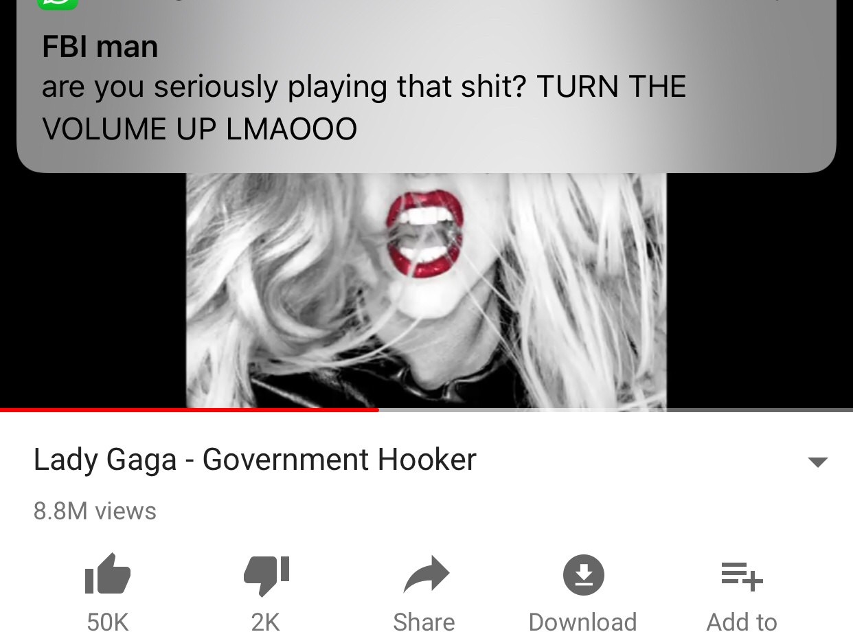 lady gaga born this way - Fbi man are you seriously playing that shit? Turn The Volume Up Lmaooo Lady Gaga Government Hooker 8.8M views 50K 2K Download Add to