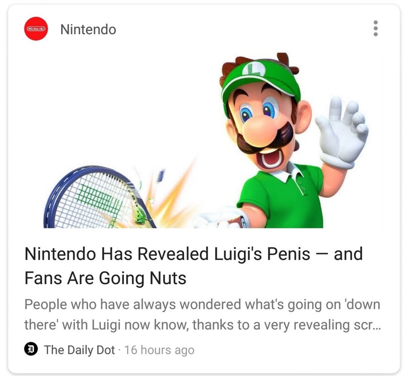 luigi mario tennis aces - Nintendo Nintendo Has Revealed Luigi's Penis and Fans Are Going Nuts People who have always wondered what's going on 'down there' with Luigi now know, thanks to a very revealing scr... 0 The Daily Dot. 16 hours ago
