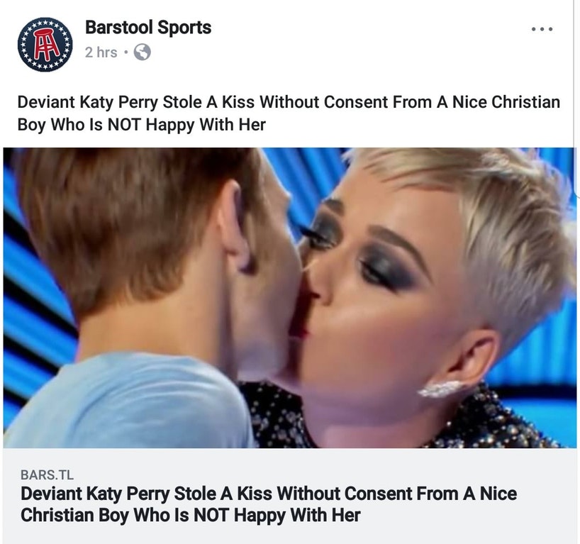 katy perry - Barstool Sports 2 hrs Deviant Katy Perry Stole A Kiss Without Consent From A Nice Christian Boy Who Is Not Happy With Her Bars.Tl Deviant Katy Perry Stole A Kiss Without Consent From A Nice Christian Boy Who Is Not Happy With Her