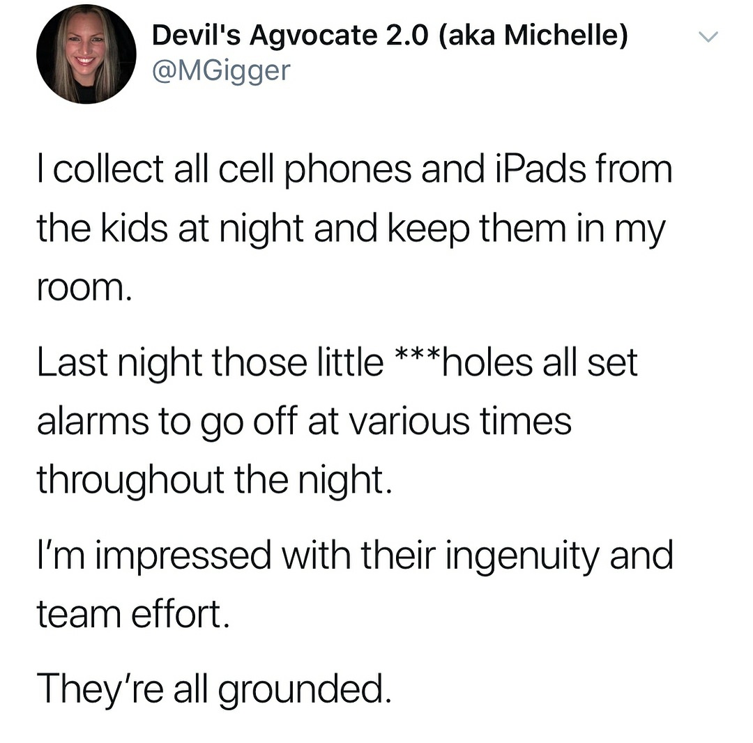 peter and tony memes text - Devil's Agvocate 2.0 aka Michelle Icollect all cell phones and iPads from the kids at night and keep them in my room. Last night those little holes all set alarms to go off at various times throughout the night. I'm impressed w