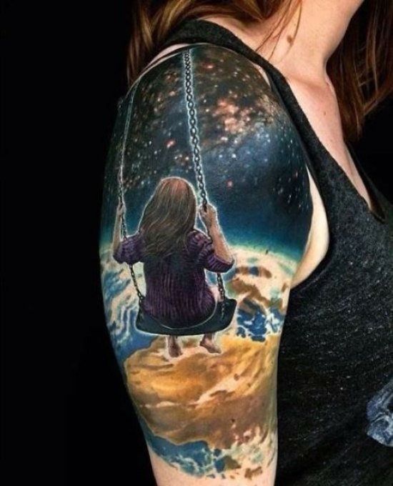 space tattoo half sleeve