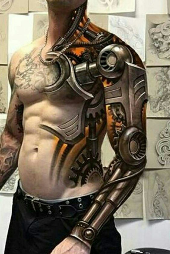 biomechanical robot tattoos