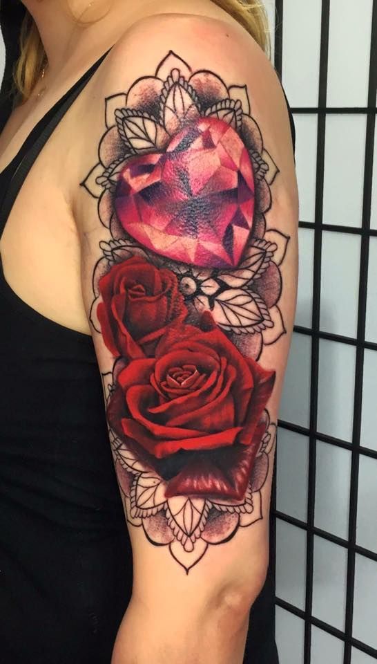 jewel and rose tattoo
