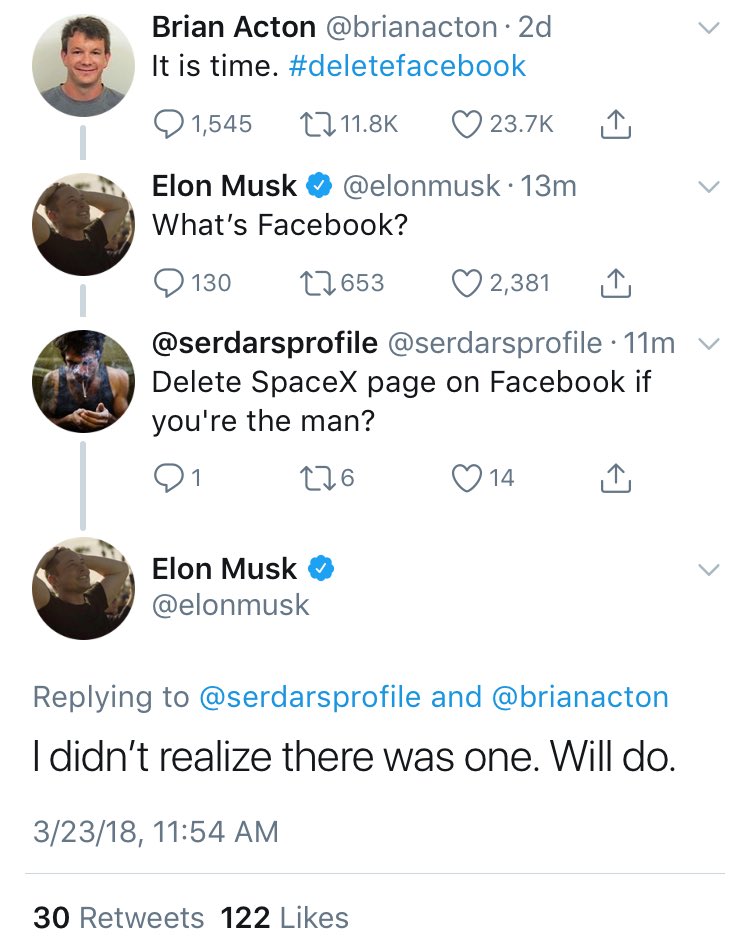 The movement started when Elon Musk has decided to delete the Facebook pages for Tesla and SpaceX. After this, the Facebook stock began to plummet as more and more people would follow and also delete their accounts.