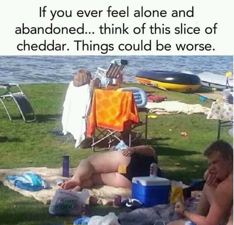 there like swimwear - If you ever feel alone and abandoned... think of this slice of cheddar. Things could be worse. Id