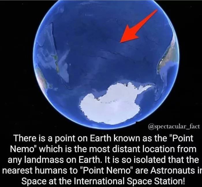 ocean trash from space - There is a point on Earth known as the "Point Nemo" which is the most distant location from any landmass on Earth. It is so isolated that the nearest humans to "Point Nemo" are Astronauts ir Space at the International Space Statio