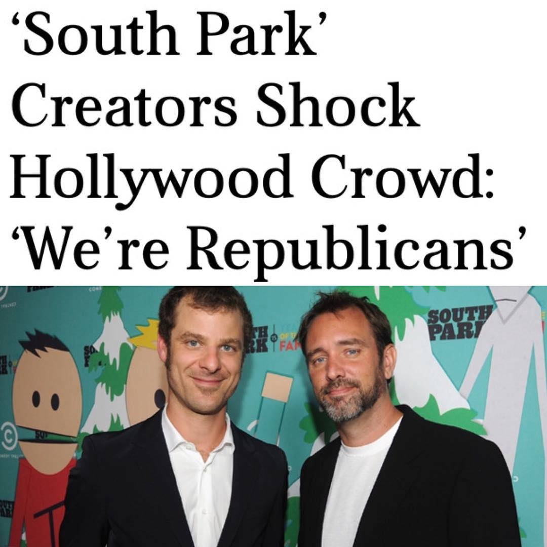 founders of south park - South Park Creators Shock Hollywood Crowd We're Republicans'
