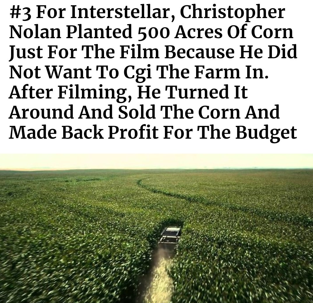 grassland - For Interstellar, Christopher Nolan Planted 500 Acres Of Corn Just For The Film Because He Did Not Want To Cgi The Farm In. After Filming, He Turned It Around And Sold The Corn And Made Back Profit For The Budget