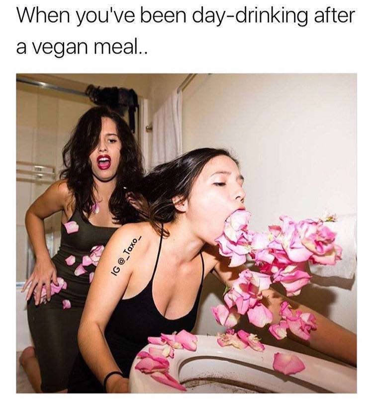 throwing up petals - When you've been daydrinking after a vegan meal.. Ig