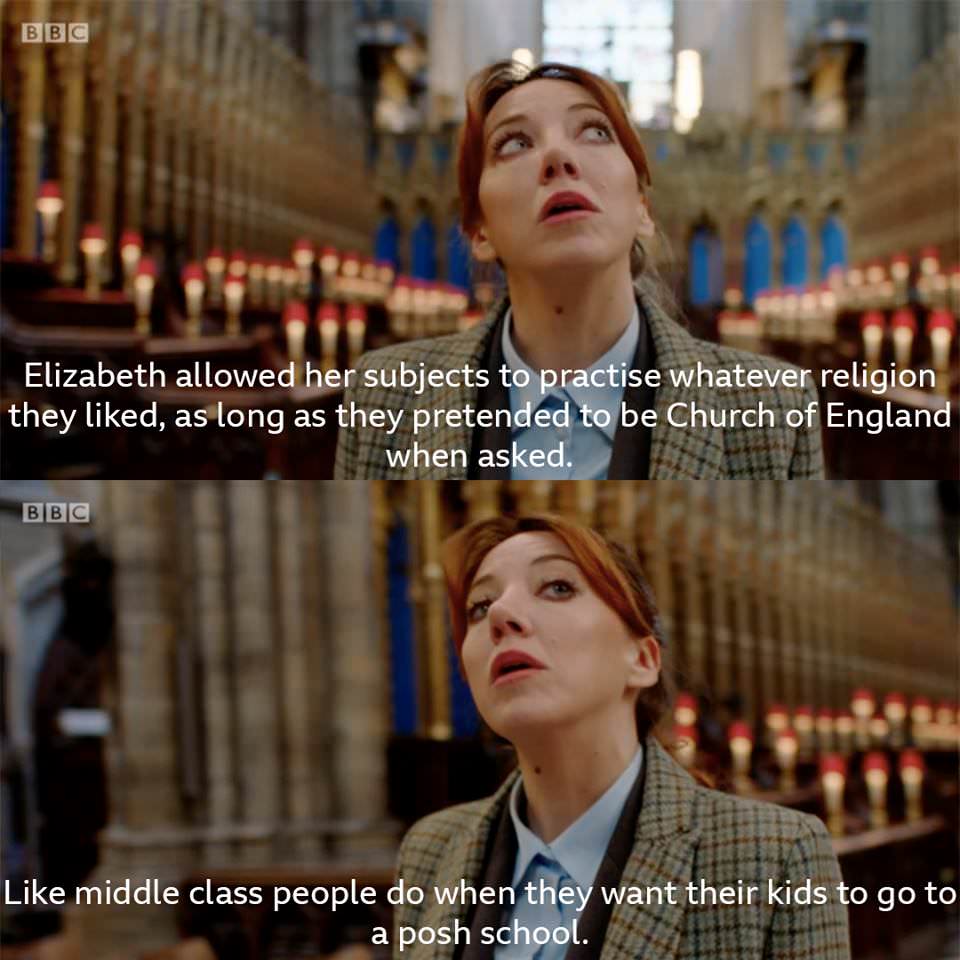 philomena cunk meme - Bbc Elizabeth allowed her subjects to practise whatever religion they d, as long as they pretended to be Church of England when asked. Bbc middle class people do when they want their kids to go to a posh school.