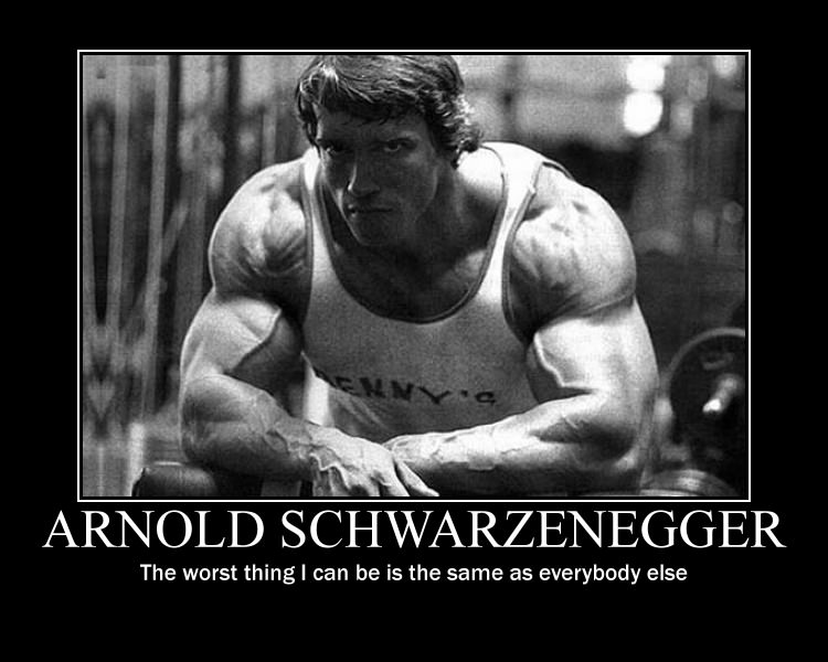 arnold schwarzenegger motivational poster - Arnold Schwarzenegger The worst thing I can be is the same as everybody else