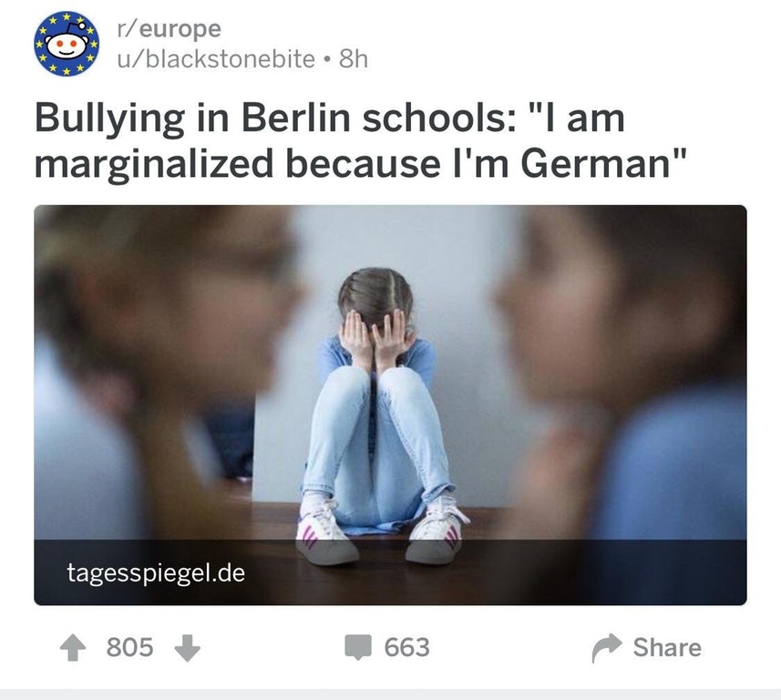 reurope o ublackstonebite 8h Bullying in Berlin schools "I am marginalized because I'm German" tagesspiegel.de 805 663