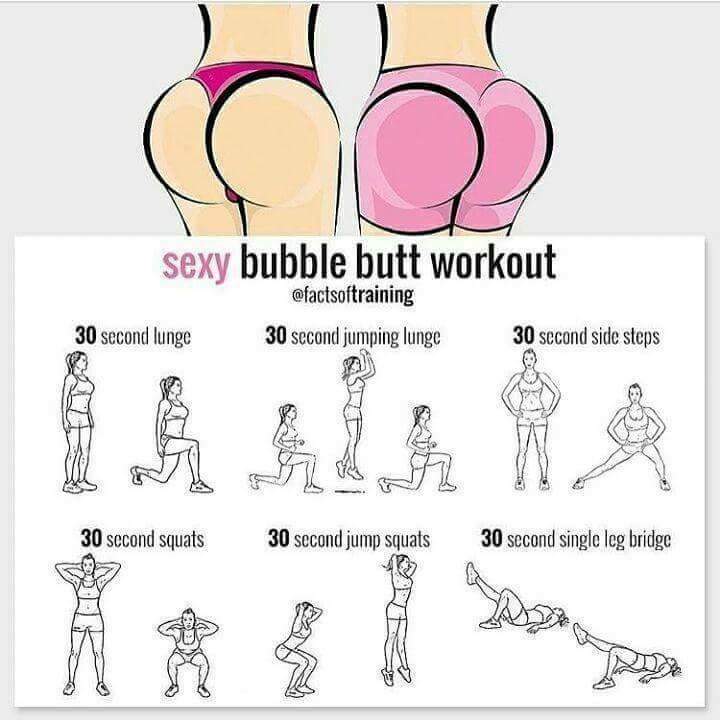 exos fessiers - sexy bubble butt workout 30 second jumping lunge 30 second lunge 30 second side steps 30 second squats 30 second jump squats 30 second single leg bridge