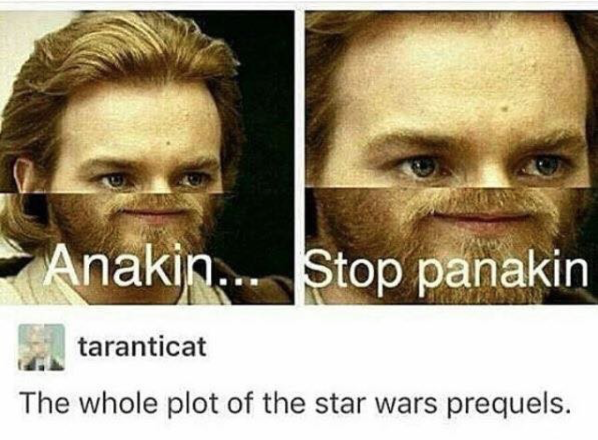 anakin stop panakin - Anakin... Stop panakin taranticat The whole plot of the star wars prequels.