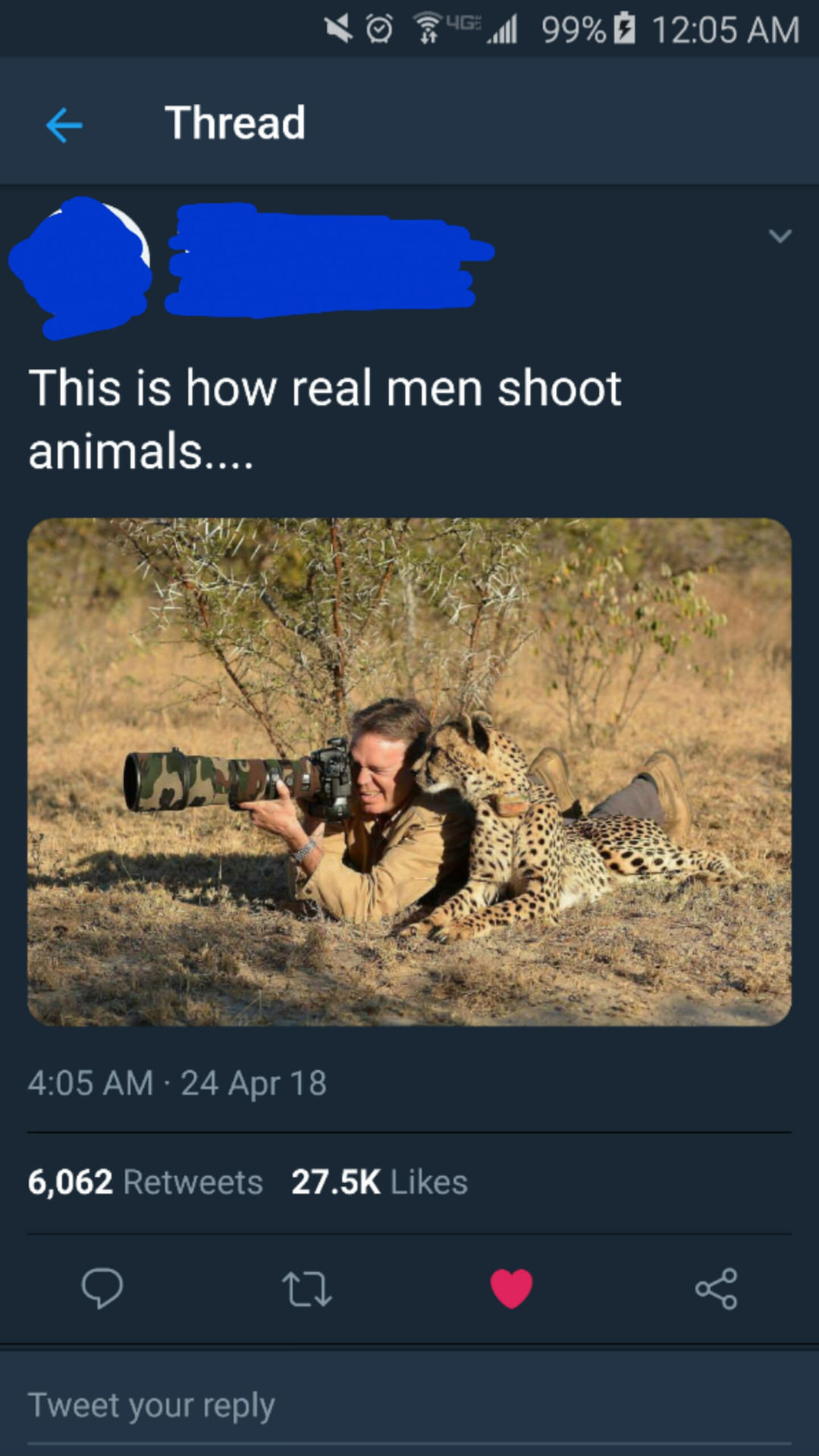 funny photography - 4G Il 99% 5 f Thread This is how real men shoot animals... 24 Apr 18 6,062 Tweet your