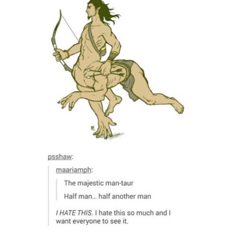 half man half another man - psshaw maariamph The majestic mantaur Half man... half another man I Hate This. I hate this so much and I want everyone to see it.