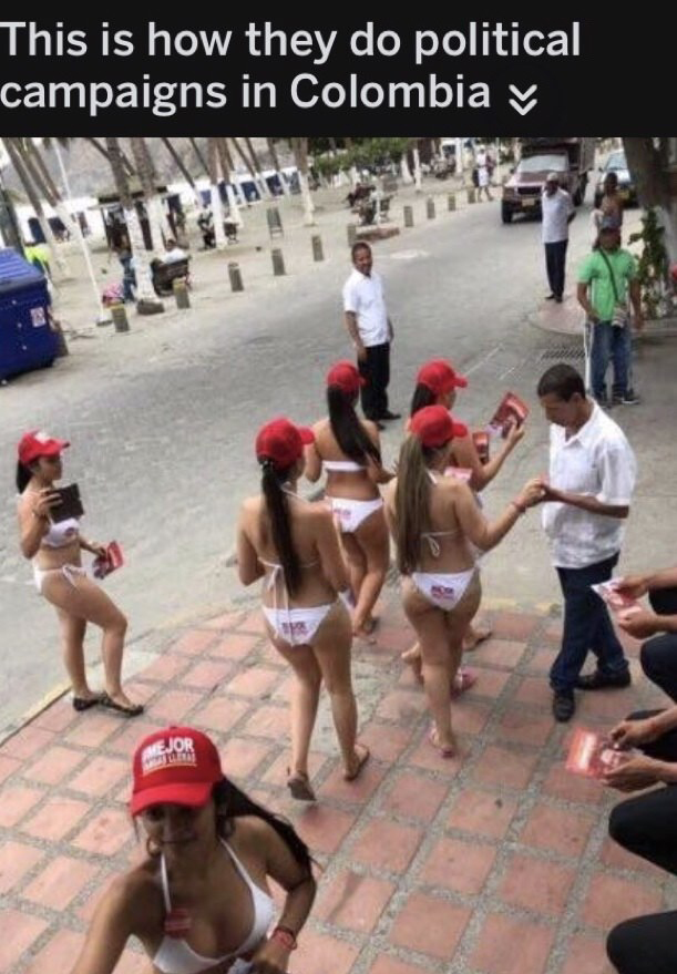 women in swimsuits  advertising political candidates in Colombia