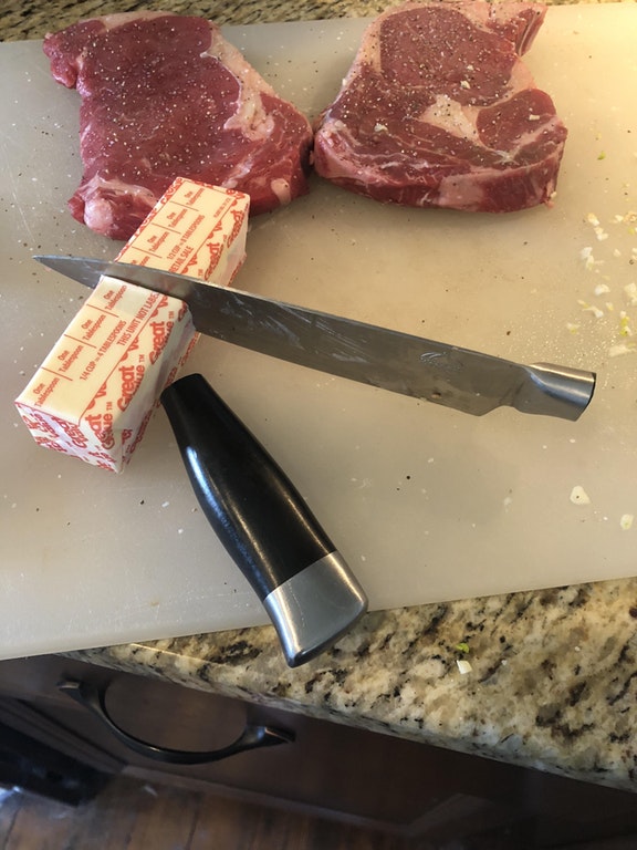 infuriating knife that broke while cutting a stick of butter for some steaks