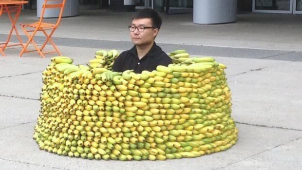 east asia man in banana fort