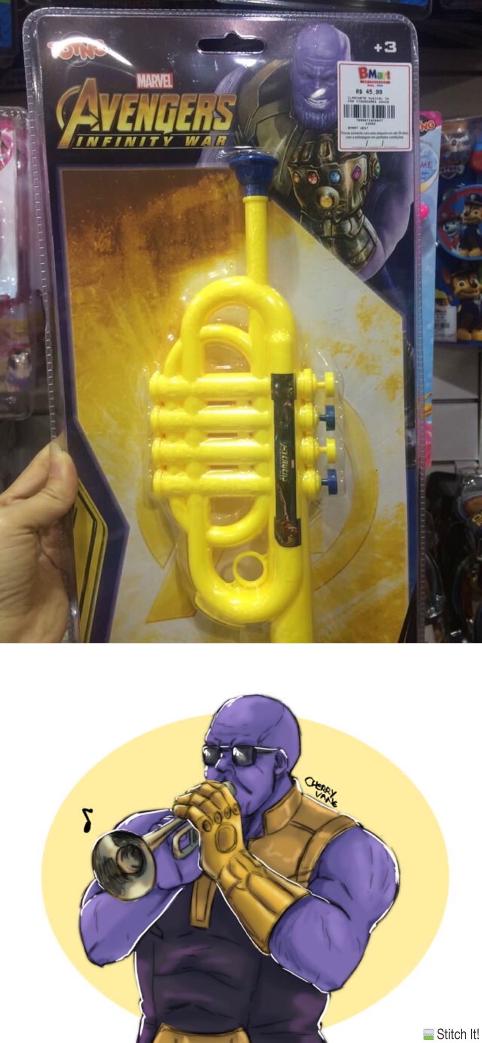 memes - thanos playing trumpet - 3 BMa R$ 45,99 Vengers Infinity Bilalli Stitch It!