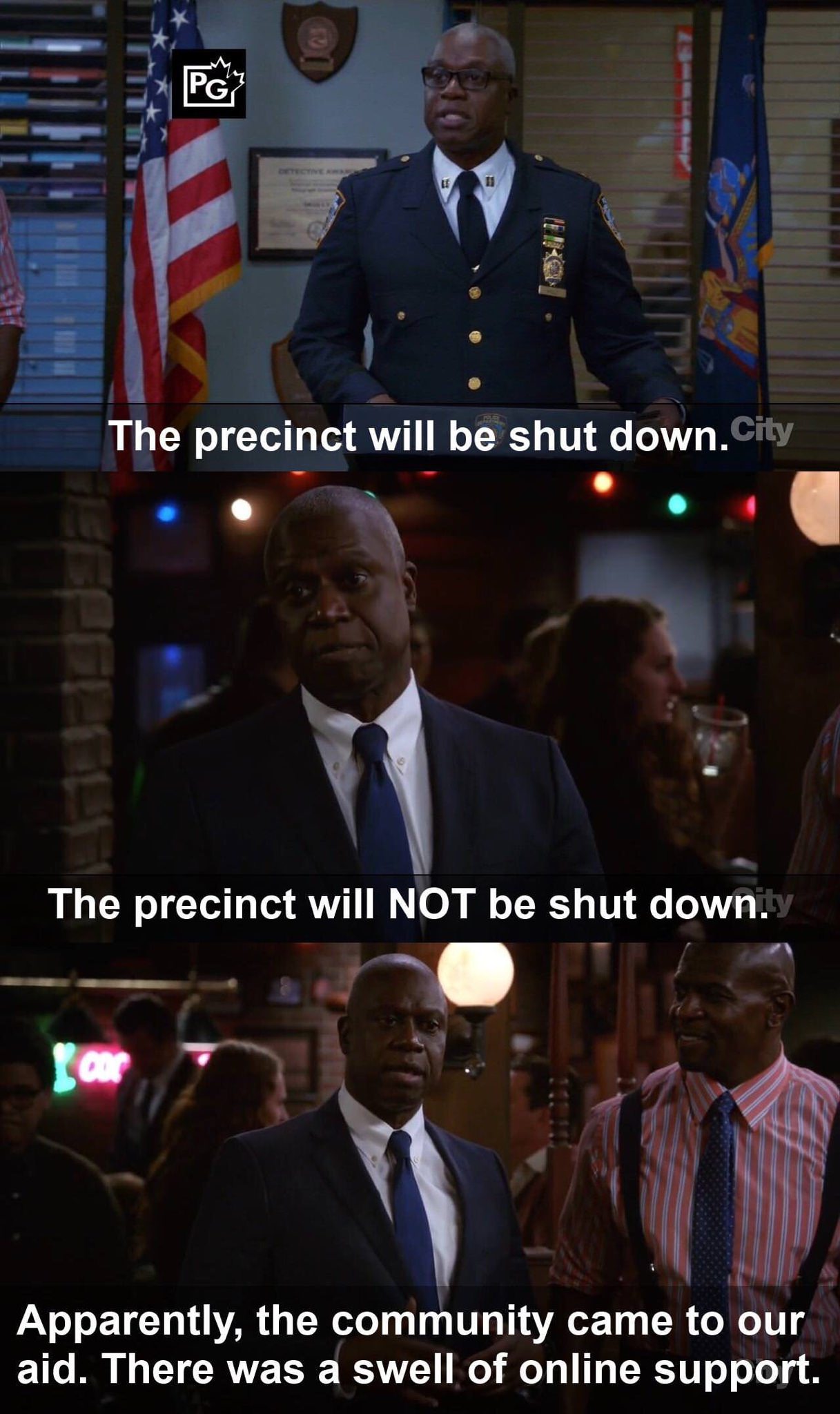 brooklyn 99 predicted future - The precinct will be shut down.City The precinct will Not be shut down.y Apparently, the community came to our aid. There was a swell of online support.