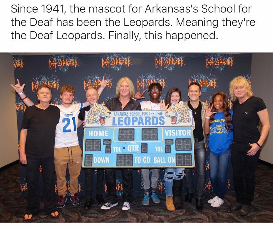 def leppard arkansas school for the deaf - Since 1941, the mascot for Arkansas's School for the Deaf has been the Leopards. Meaning they're the Deaf Leopards. Finally, this happened. Fars Dazman. Daznak. De Zambales De 22828 Sas Leo Arkansas School For Th