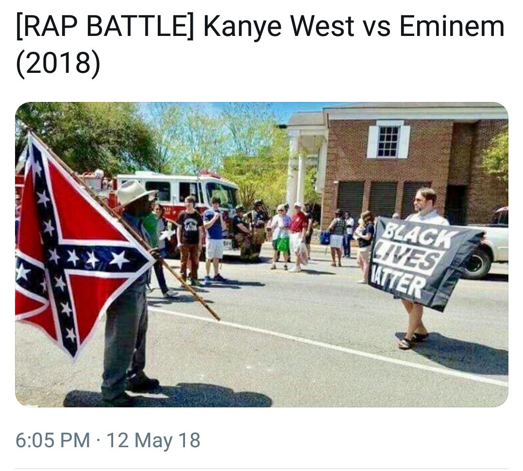 black guy confederate flag white guy blm - Rap Battle Kanye West vs Eminem 2018 Black Aves Alter 12 May 18