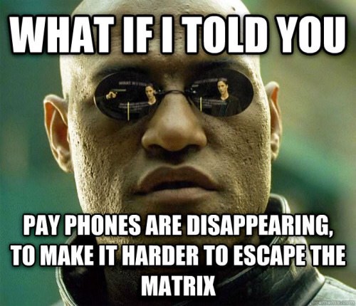 memes - starting high school memes - What If I Told You Pay Phones Are Disappearing, To Make It Harder To Escape The Matrix