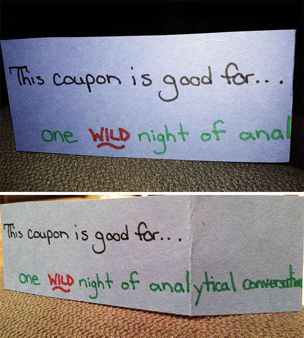 material - This coupon is good for... one Wild night of anal This coupon is good for... one wild night of analytical conversata