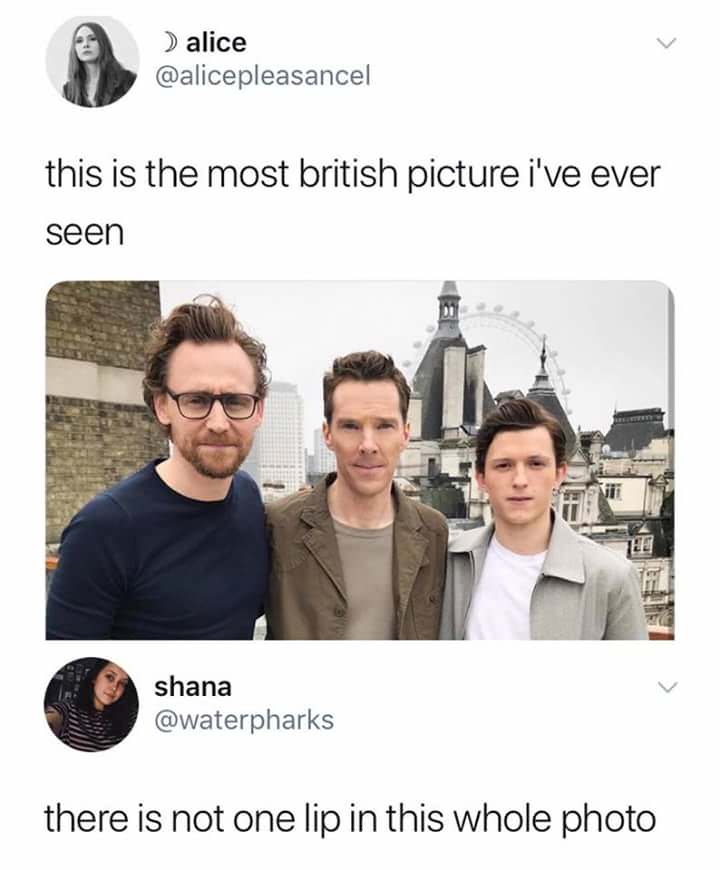 most british picture ive ever seen - alice this is the most british picture i've ever seen shana there is not one lip in this whole photo