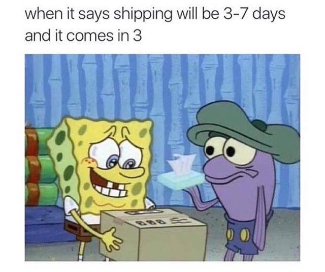 shipping memes - when it says shipping will be 37 days and it comes in 3