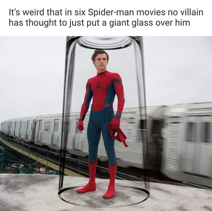 tom holland spiderman - It's weird that in six Spiderman movies no villain has thought to just put a giant glass over him