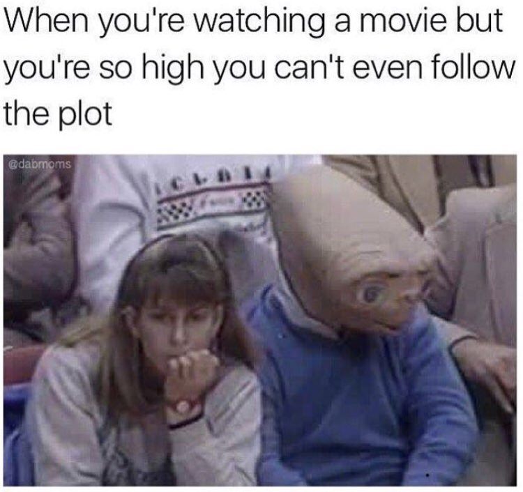 watching movie with kids meme - When you're watching a movie but you're so high you can't even the plot