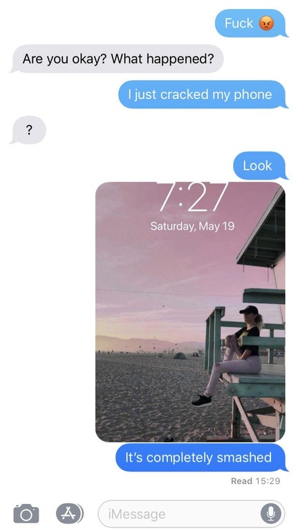 sexting my aunt - Fuck Are you okay? What happened? I just cracked my phone Look Saturday, May 19 It's completely smashed Read iMessage
