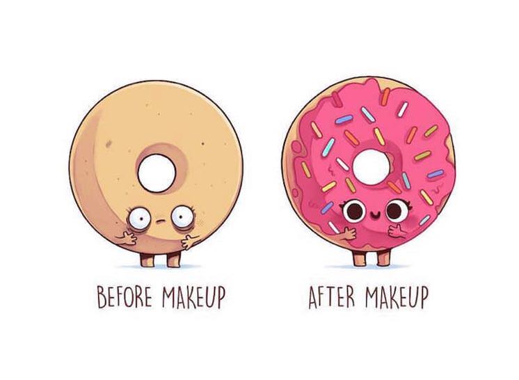 funny illustrations - Ooo Uud O Before Makeup After Makeup