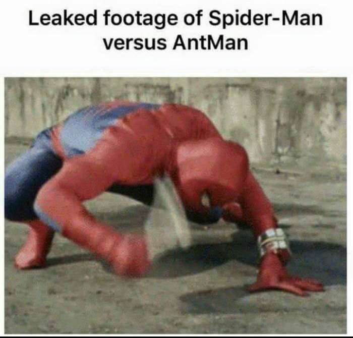 spiderman vs antman meme - Leaked footage of SpiderMan versus AntMan