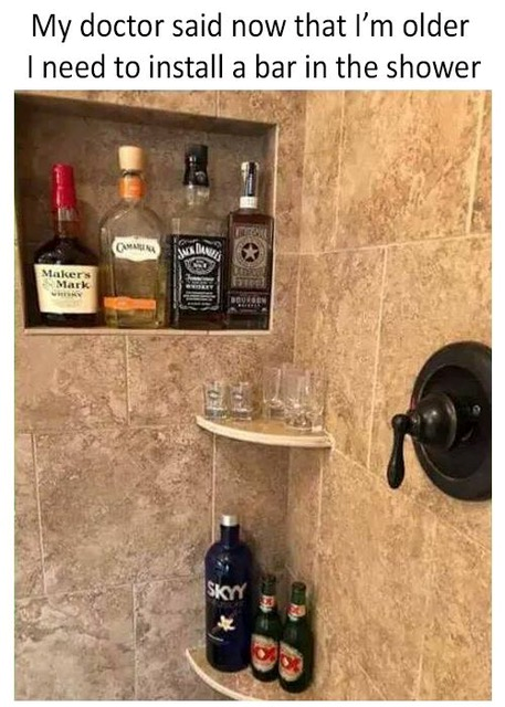 bar in the shower - My doctor said now that I'm older I need to install a bar in the shower