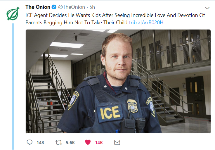 onion - The Onion . 5h Ice Agent Decides He Wants Kids After Seeing Incredible Love And Devotion Of Parents Begging Him Not To Take Their Child trib.alvxRO20H Ice 143 12 14K