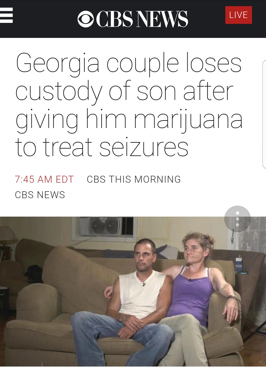 cbs - Ocbs News Live Georgia couple loses custody of son after giving him marijuana to treat seizures Edt Cbs This Morning Cbs News